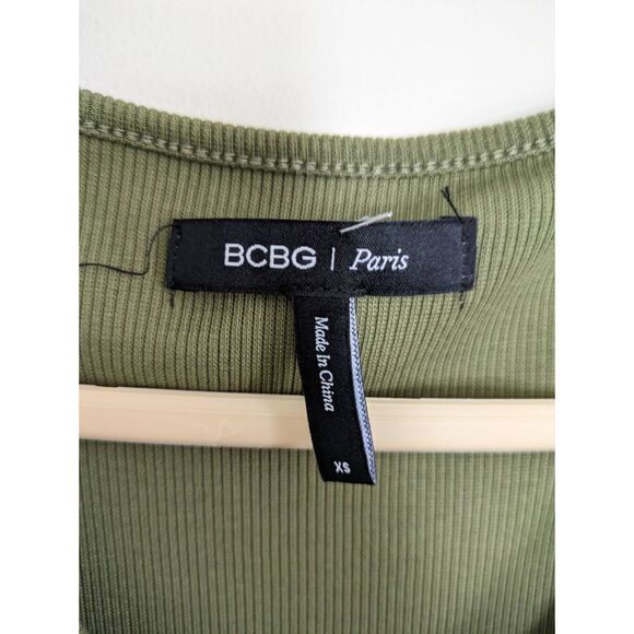 BCBG Paris Women's Knit Rib Dress Loden Green - Picture 7 of 9